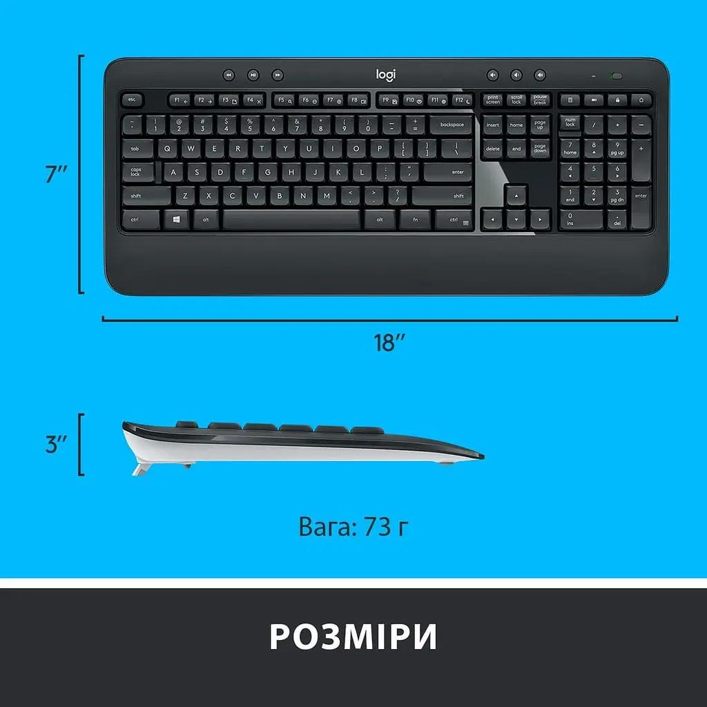 Комплект (клавиатура и мышь) Logitech MK540 Advanced Combo (920-008685) Wireless Black - фото 7