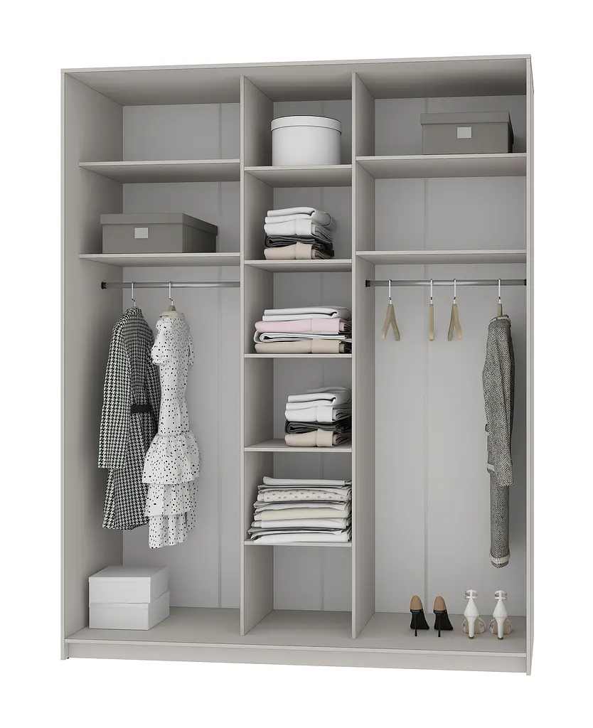 Шафа-купе тридверна MebelStar Стандарт BG 3ДСП 190x60x240 см Бетон (MBS-8599) - фото 2