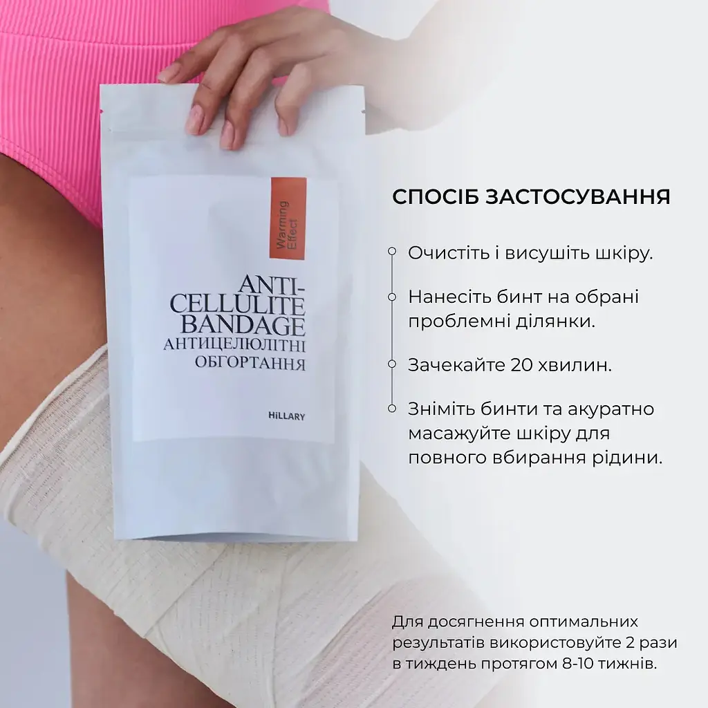Антицеллюлитные обертывания Hillary Anti-cellulite Bandage Warming Effect с разогревающим эффектом  - фото 9