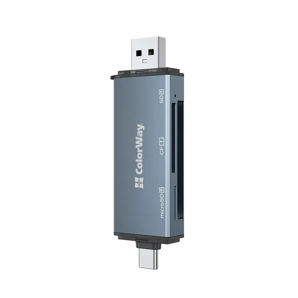 Считыватель флеш-карт ColorWay USB 2.0/USB-C to CF/SD/MicroSD (CW-CR-01) - фото 3
