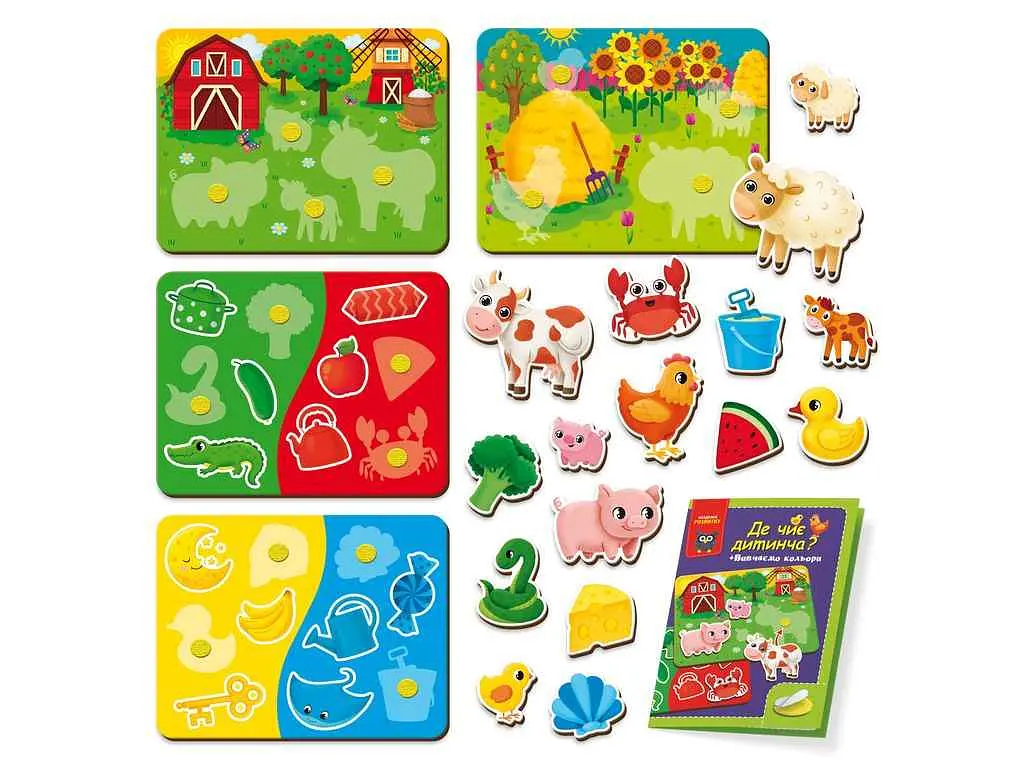Гра з липучками VLADI TOYS "Де чиє дитинча? Вивчаємо кольори" VT1310-05 - фото 3
