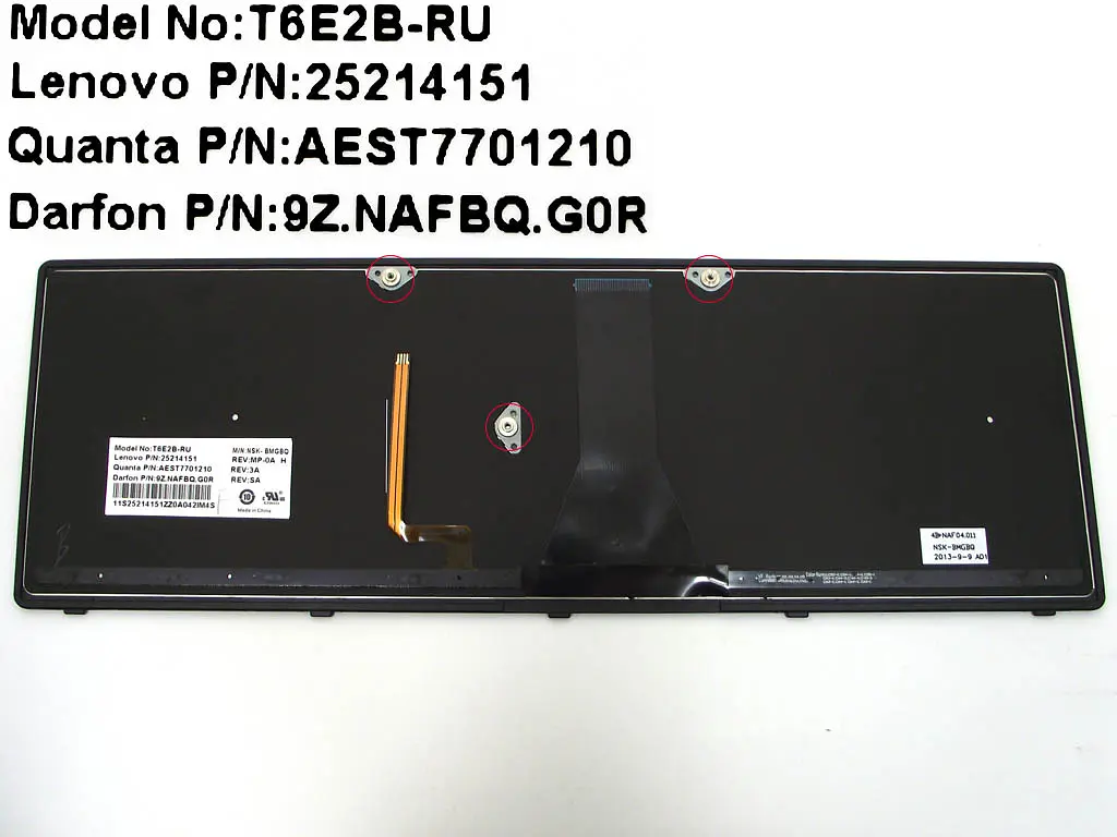 Клавіатура для LENOVO IdeaPad G500s, G505s, S500, S510p, Z510 (Вузький шлейф!!! Ширина 25мм) (RU Black з рамкою. Підсвітка клавіш). - фото 2