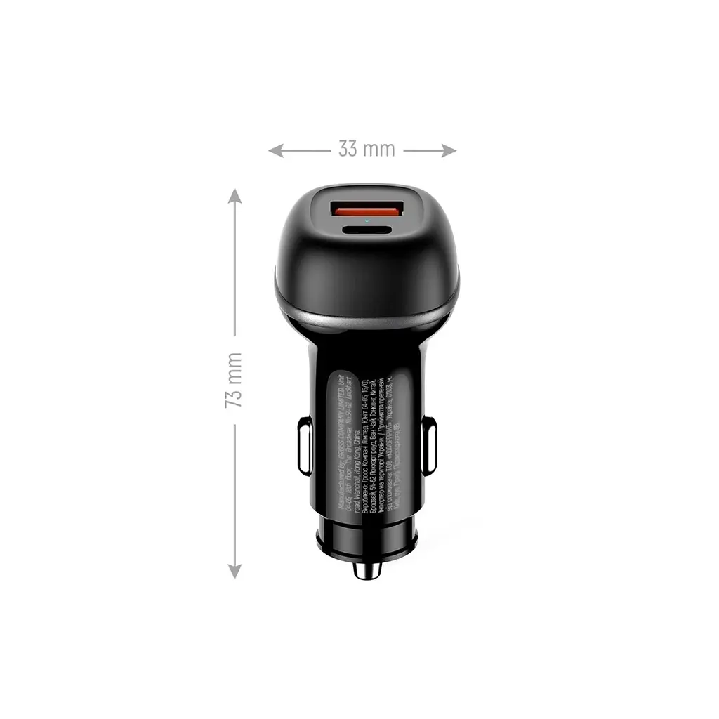 Зарядний пристрій ColorWay USB-C PD65W + USB QC3.0 car adapter (CW-CHA068PD-BK) - фото 4