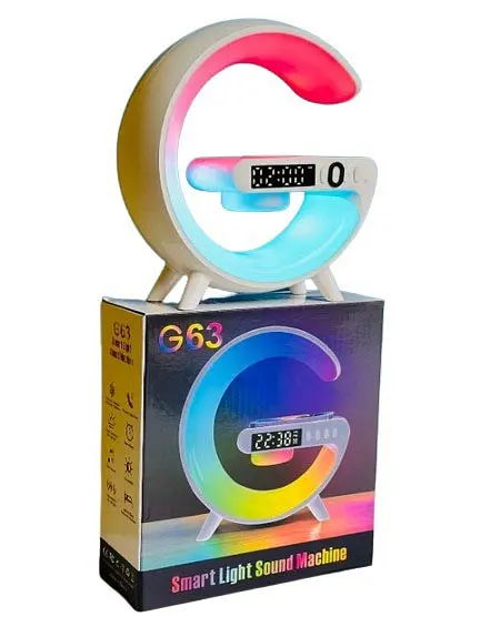 Світильник із бездротовою зарядкою телефону G63 LED Wireless Charging Speaker колонка нічник RGB-підсвічування - фото 7