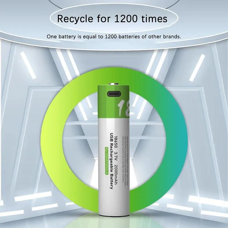 Акумулятор 18650 Smartoools 2000 mAh 3.7V батарейка із вбудованою зарядкою Type-C - фото 6