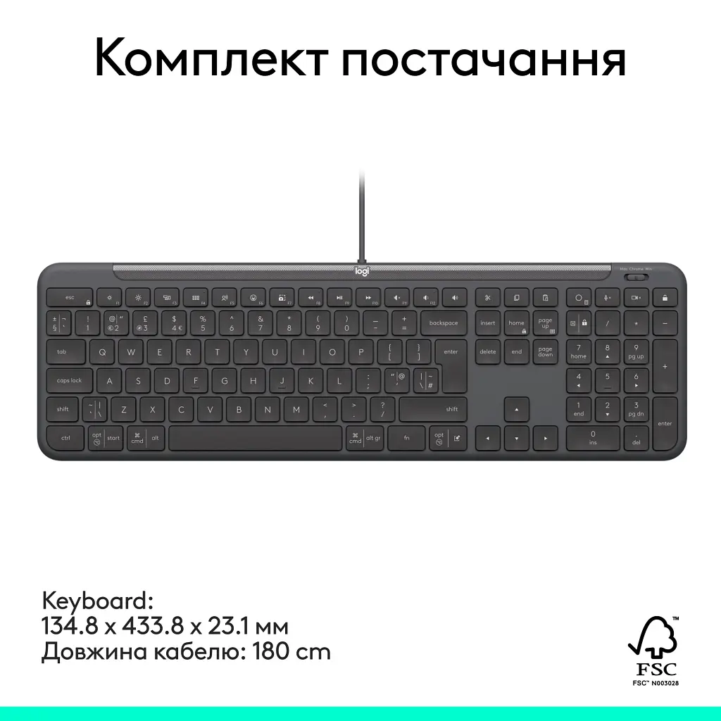 Клавіатура Logitech Signature Slim K620 for Business USB-C UA Graphite (920-013333) - фото 8