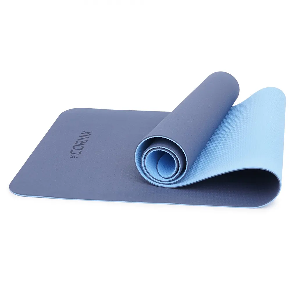Килимок спортивний Cornix TPE 183 x 61 x 0.6 см для йоги та фітнесу XR-0003 Blue/Sky Blue - фото 3