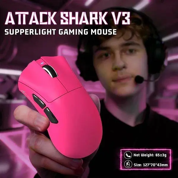 Миша Attack Shark V3 Wireless (AS-6972792472591-BR) Berry Red (G-000004411) - фото 8