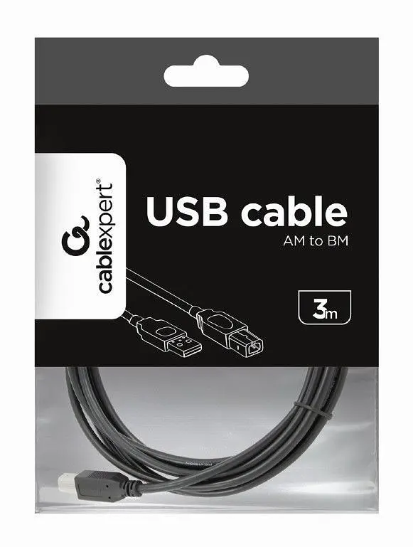 Кабель Cablexpert USB - USB Type-B V 2.0 (M/M), 3.0 м, черный (CCP-USB2-AMBM-10) - фото 2
