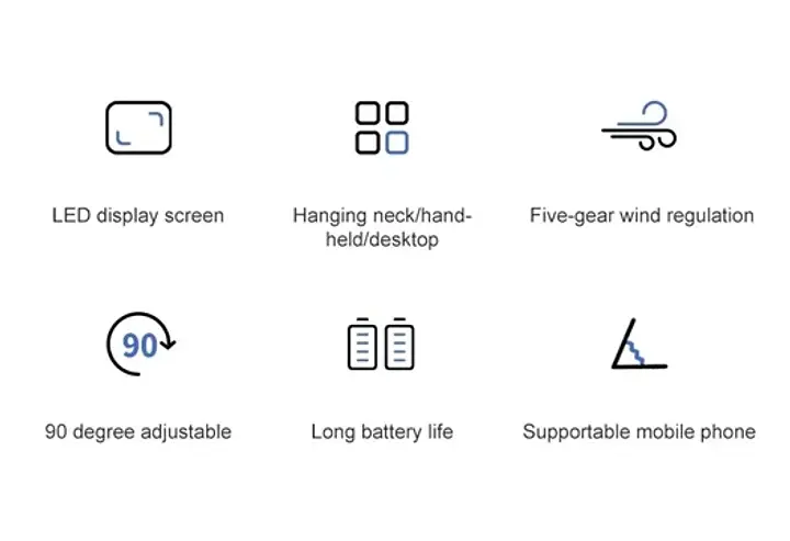 Вентилятор N15, аккумуляторный, 1800mAh, портативный, ручной, с подставкой под телефон, Type-C, 2.5W, 3.5-7h, White - фото 2