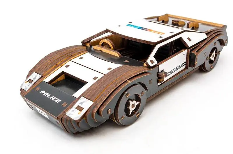 Конструктор Puz-26916 "Fast Car GT" дерев'яний, 164 дет., Поліція, розмір моделі 23х6х11 см. PuzzleOk - фото 4