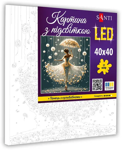 Картина за номерами Santi Танець з кульбабами 40х40 см з LED підсвіткою (955072) - фото 2