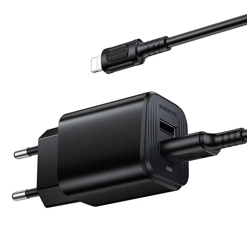 СЗУ Borofone BAS81A Star 10.5W (2USB-A) + кабель USB to Lightning Black - фото 2