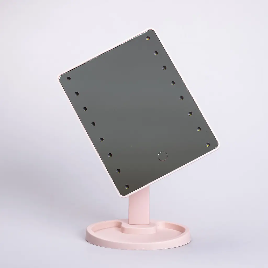 Косметичне дзеркало з LED-підсвіткою 16 світлодіодів, рожевий Yiwu HP-10-3AP - фото 6