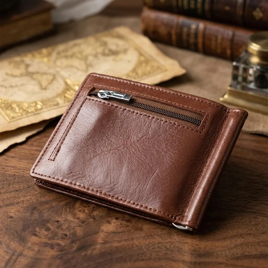 Зручний затискач для грошей із натуральної гладкої шкіри ST Leather 19427 коричневий - фото 4