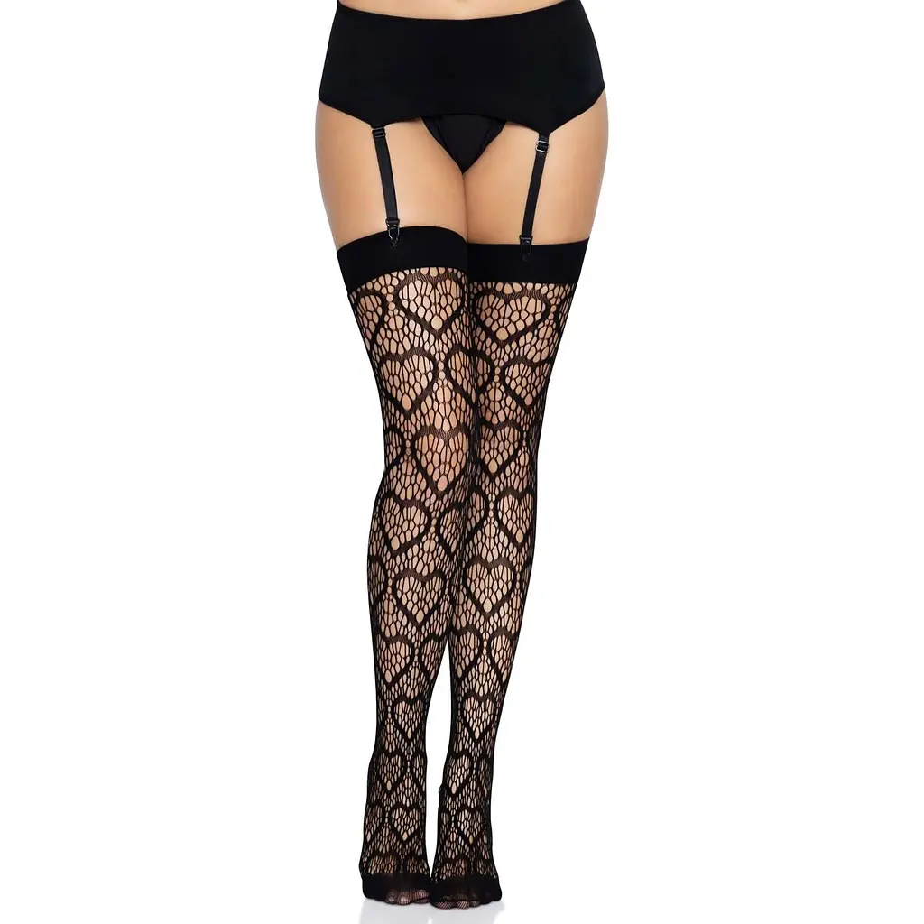 Ажурні панчохи із сердечками Leg Avenue Heart Black, One Size - фото 4