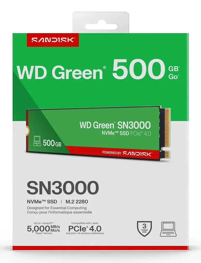 Накопичувач SSD SANDISK GRN SN3000 500GB G4 M.2 NVME (WDS500G4G0E) - фото 4