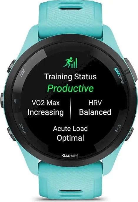 Смарт-годинник Garmin Forerunner 265 Black Bezel with Aqua Case and Aqua/Black Silicone Band (010-02810-12) - фото 2