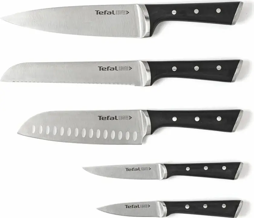Tefal Набір ножів Ice Force, 5 пр., з дерев'яною колодкою, нержавіюча сталь, плаcтик, чорний - фото 2