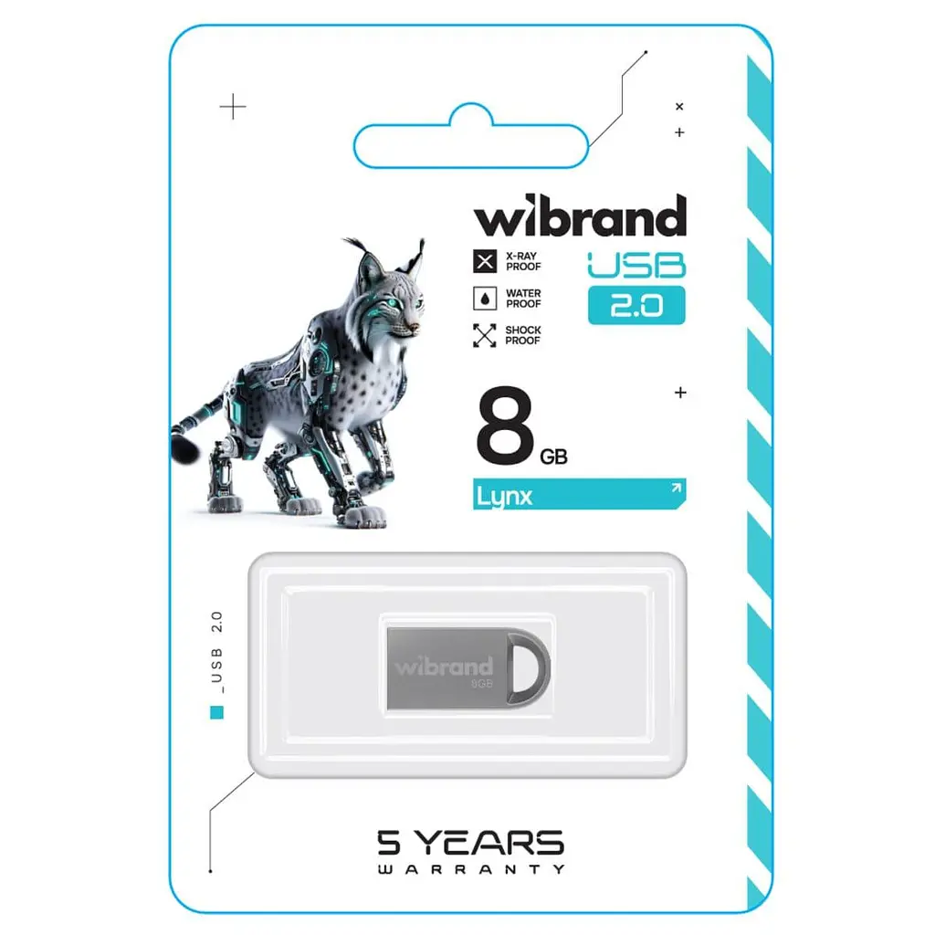 Flash Wibrand USB 2.0 Lynx 8Gb Silver - фото 2