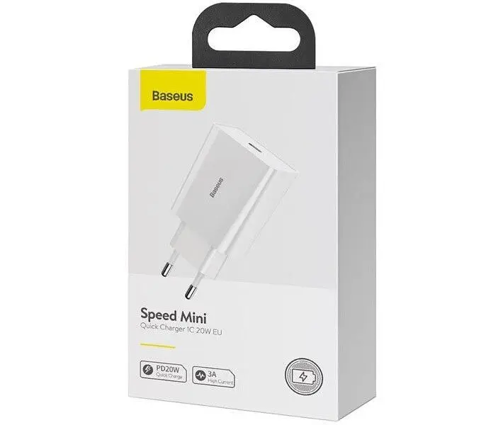 Мережевий зарядний пристрій Baseus Speed Mini PD Charger 20W (CCFS-SN02) White [67420] - фото 10