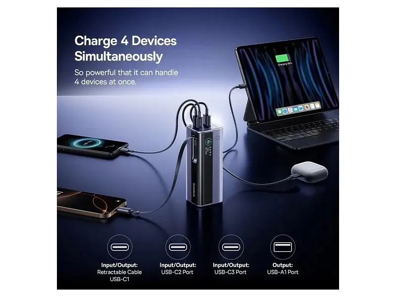 Зовнішній акумулятор (Power Bank) BASEUS EnerGeek GR11 20000mAh 145W Space Grey (E0027B01) - фото 6