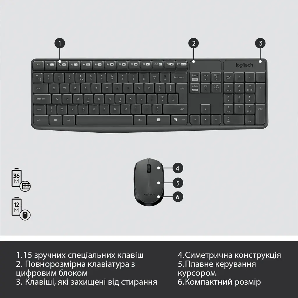Комплект Logitech MK235 Wireless UA (920-007931) - фото 6