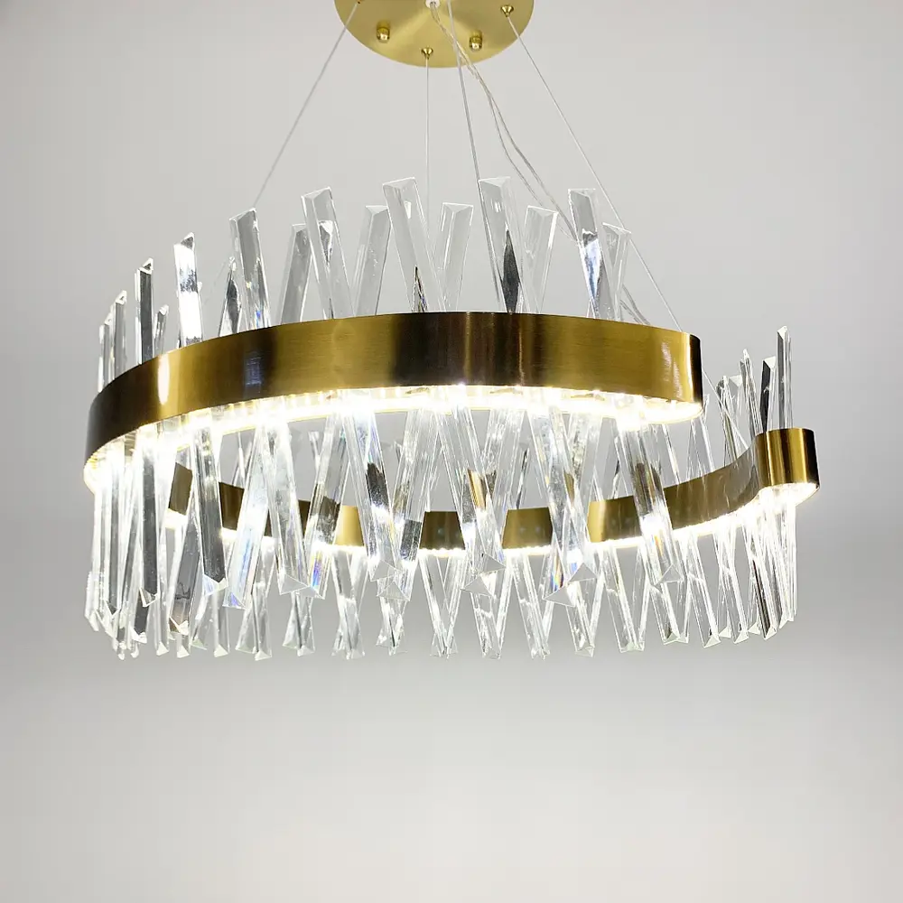 Дизайнерская люстра с кристаллообразными палочками Line.F Диаметр 60см - фото 8