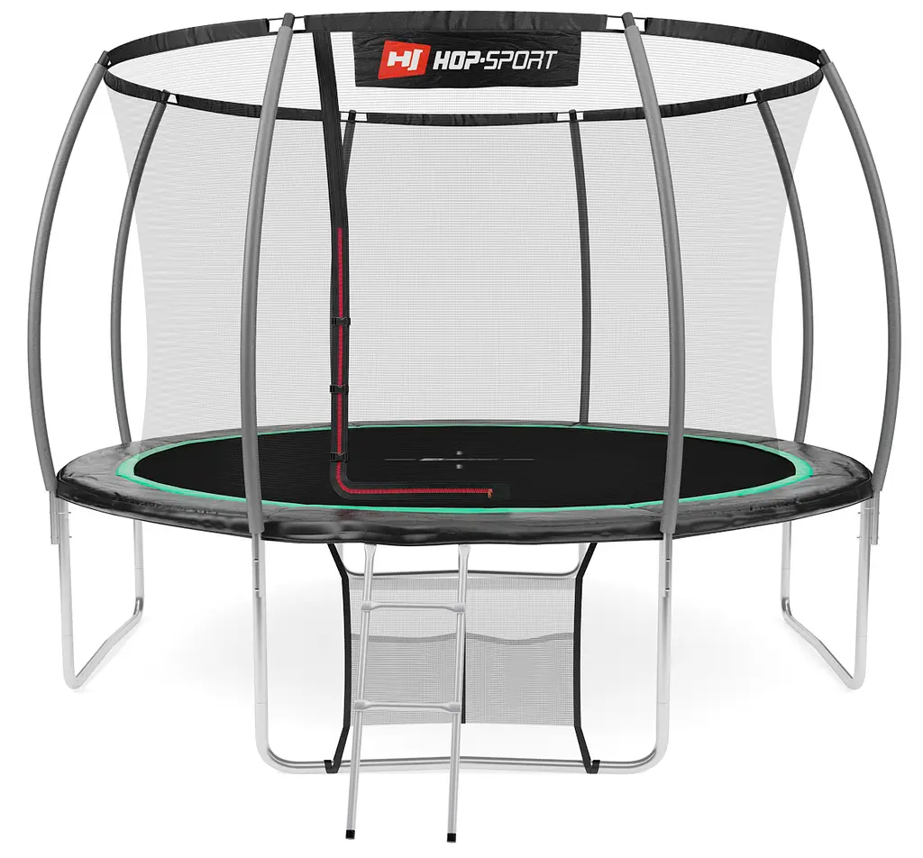 Батут Hop-Sport Premium 12ft (366см) чорно-зелений з внутрішньою сіткою - фото 2