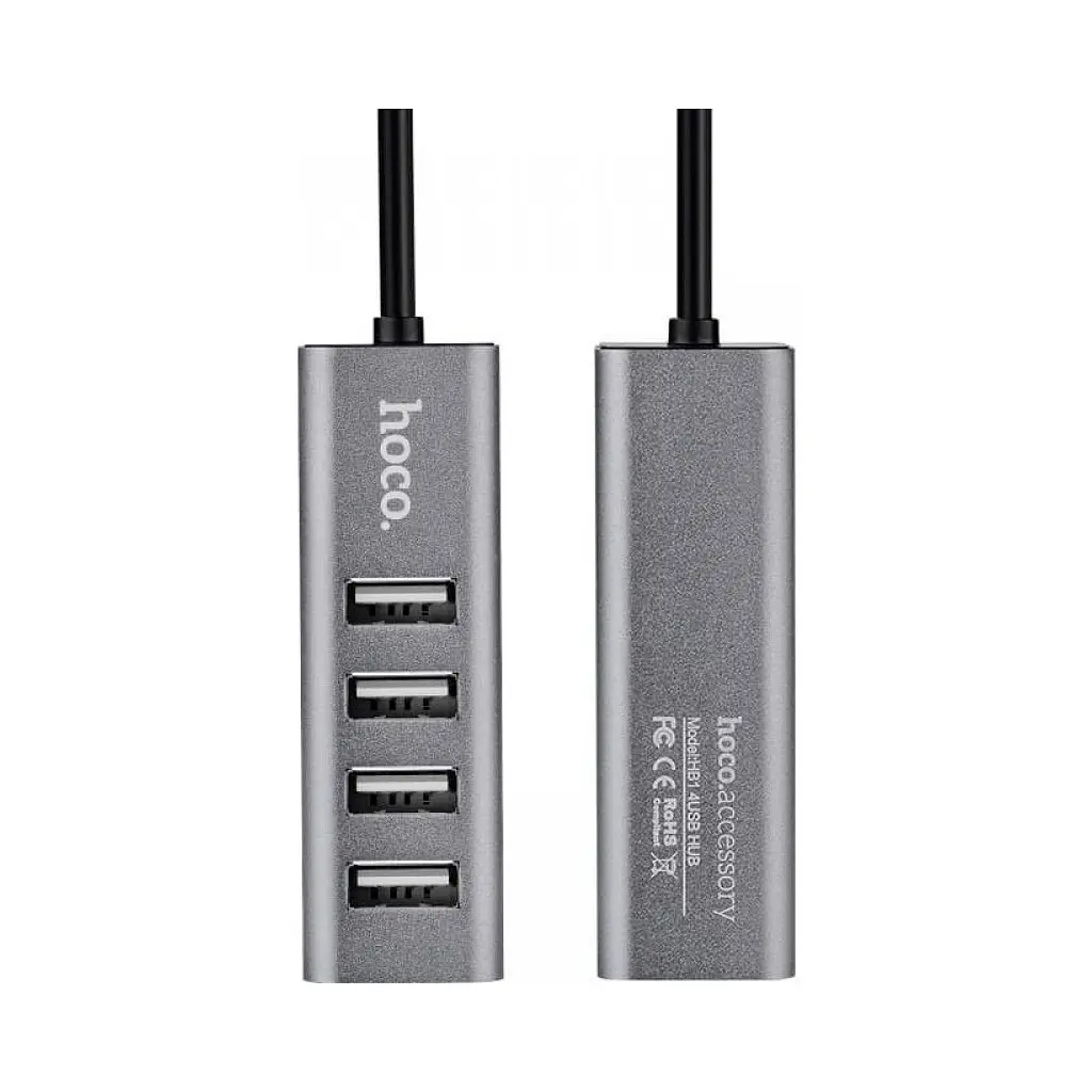 Концентратор HOCO USB 2.0 to 4xUSB Line machine HB1 Tarnish (6957531038139) - фото 3