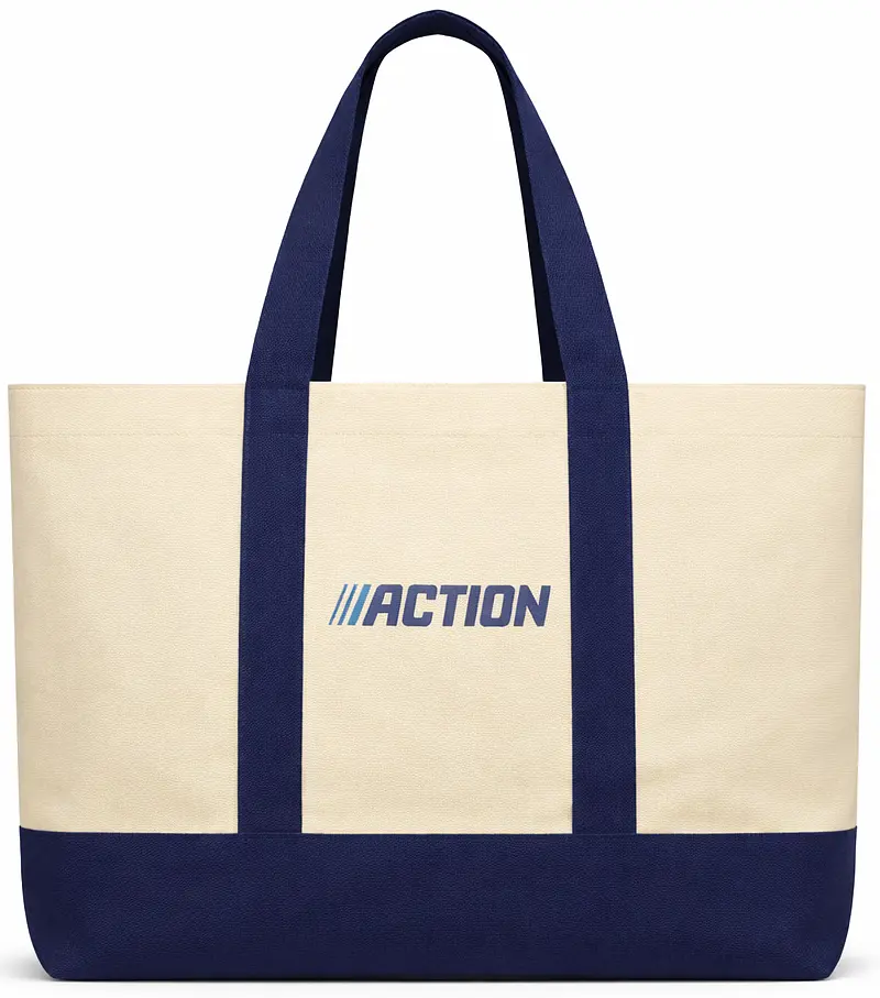 Сумка пляжна еко з бавовни Action бежева 51x35x16 см коттон 100% для покупок - фото 2