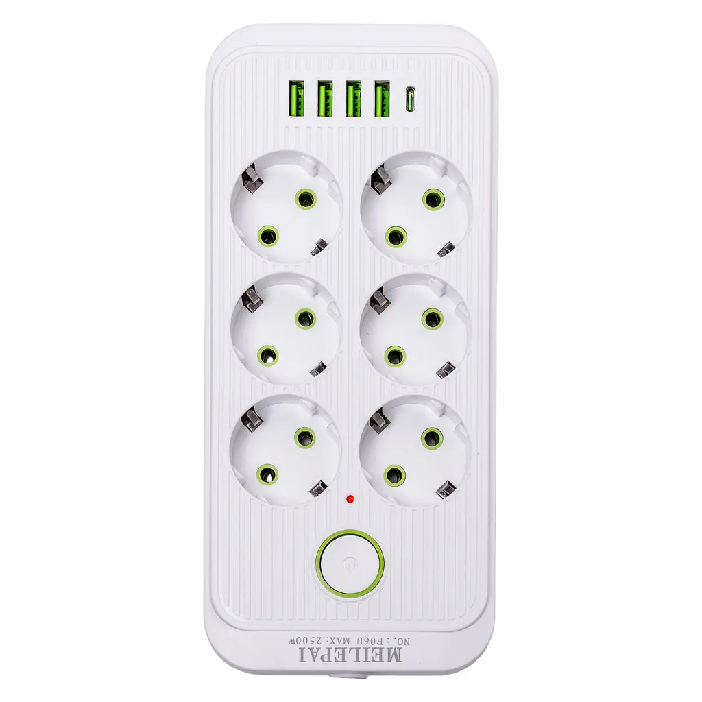 Мережевий фільтр-подовжувач SMART 6 розеток 5 USB 5 метрів, білий Yiwu HP-5-25 - фото 17