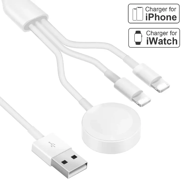 USB кабель Primo 3in1-01 Lightning + Lightning + зарядное устройство для Apple Watch - фото 2