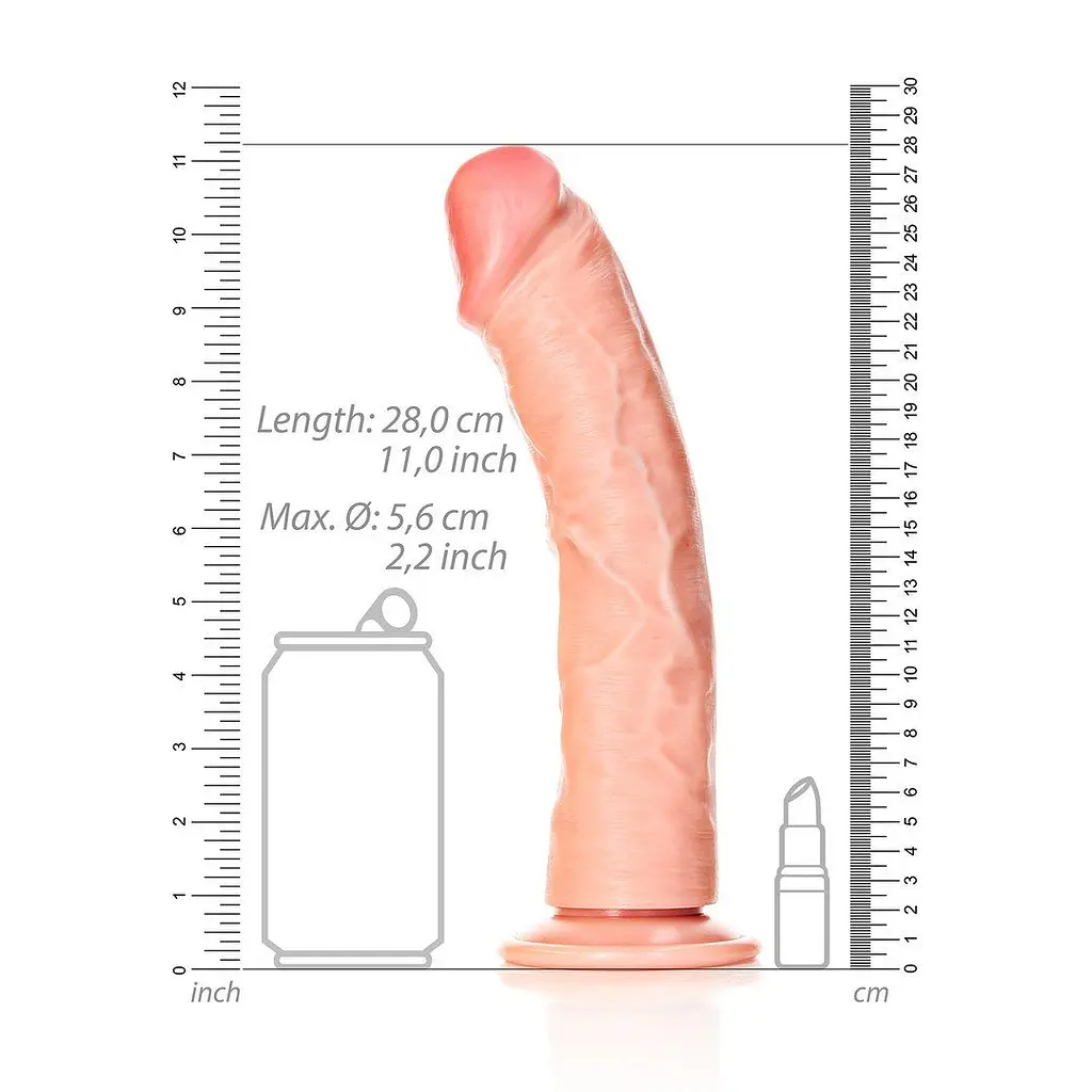 Фалоімітатор RealRock Curved Realistic 10", 28 см (тілесний) - фото 2