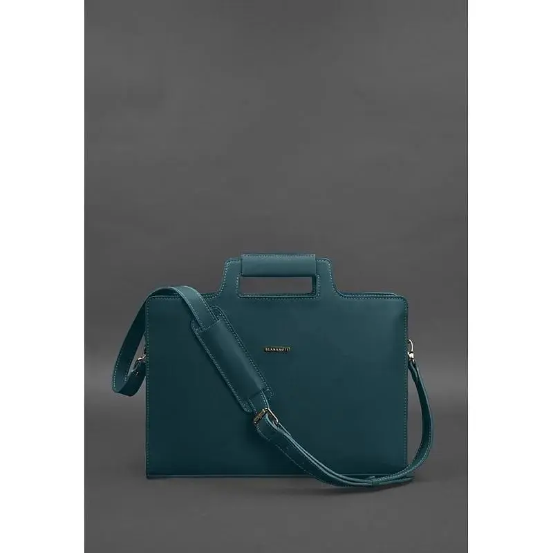 Сумка для ноутбука та документів BlankNote Жіноча шкіряна 15 Dark Green (BN-BAG-36-malachite) - фото 5