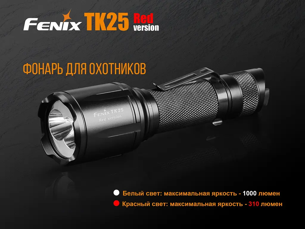 Ручний тактичний ліхтарик Fenix TK25 Red (біле та червоне світло) Чорний - фото 6