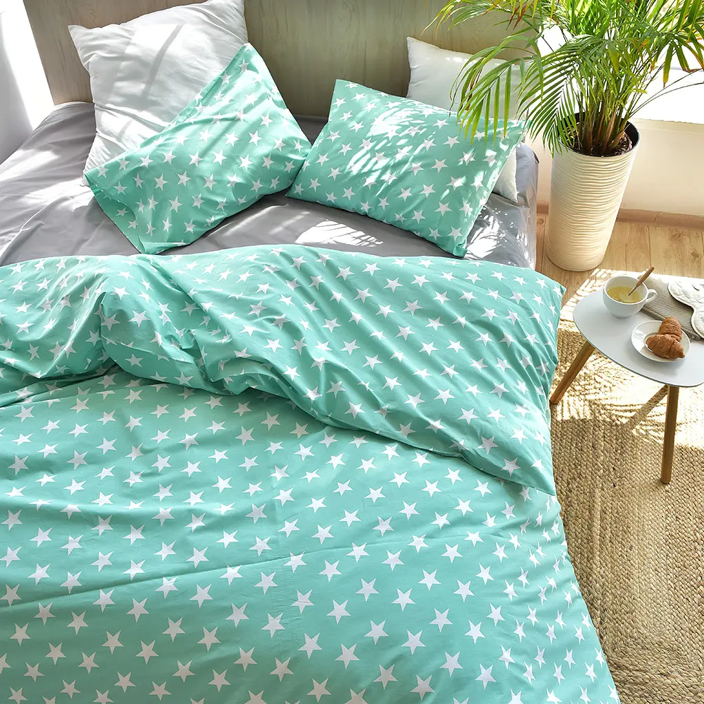 Комплект постільної білизни Ideia StarDreams, євростандарт, ментоловий (8-33288) - фото 4