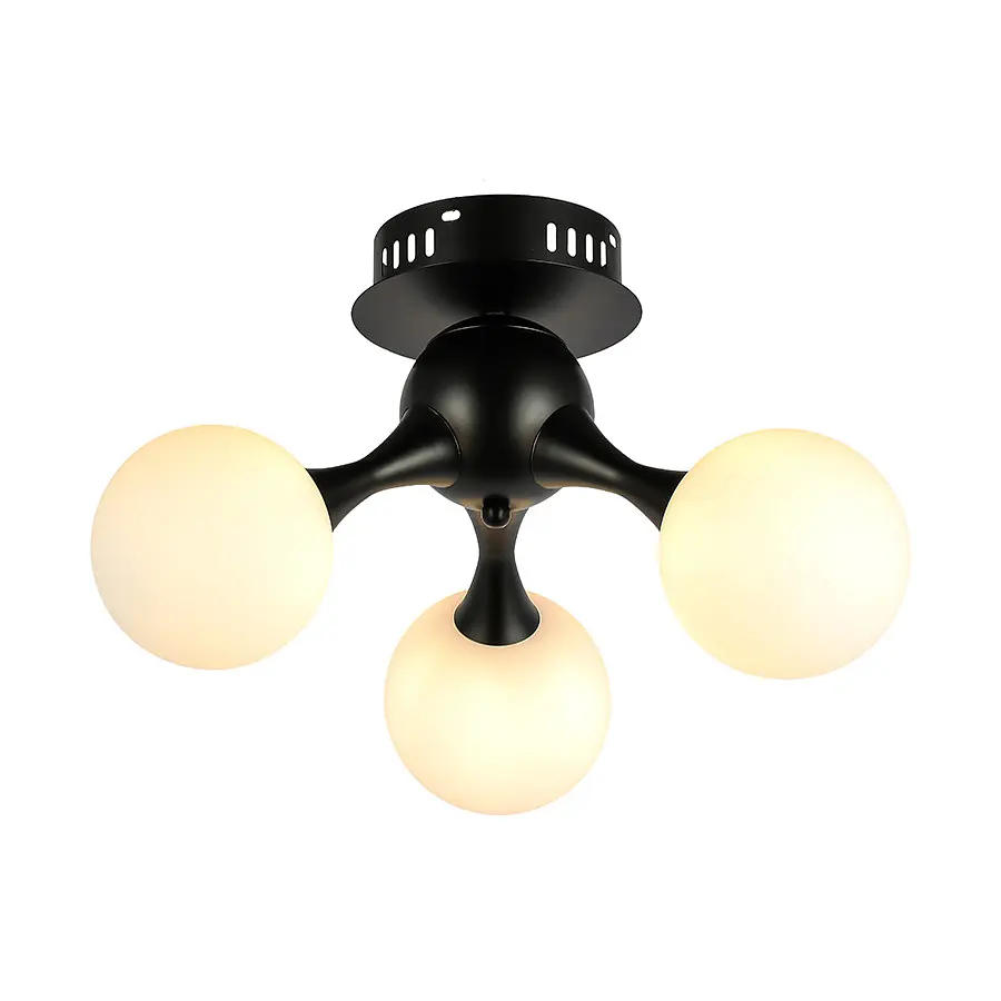 Потолочна люстра LED Levistella 7529817-3 BK+WH, 40W, чорний метал, біле скло, сучасний стиль для дому - фото 2