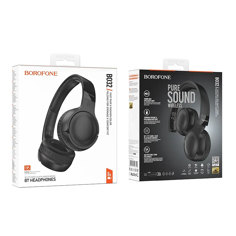 Бездротові накладні навушники BOROFONE BO32 Show BT headphones Black - фото 2