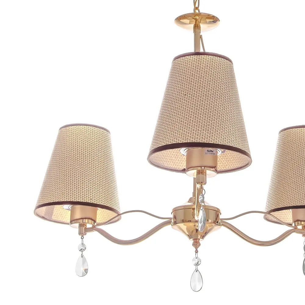 Люстра подвесная Brille прованс с абажуром в спальню E27 60W G (BKL-648S/3) - фото 2