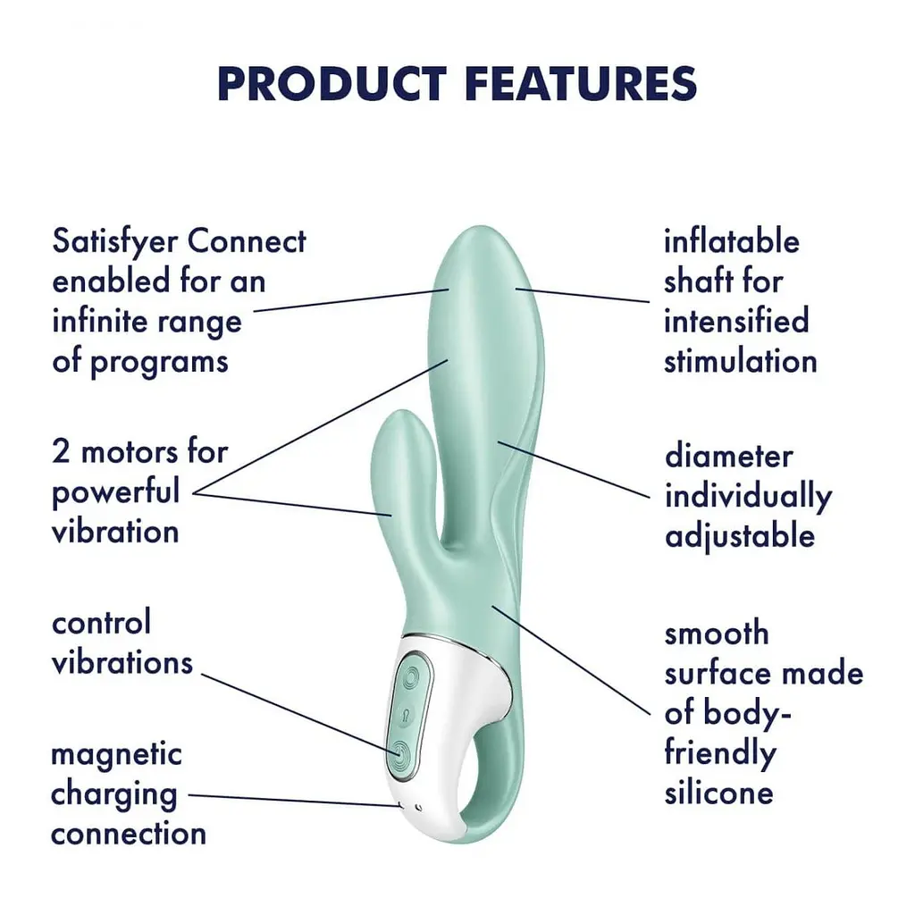 Вибратор-кролик Satisfyer Air Pump Bunny 5+ 21.5х3.6 см мятный - фото 7