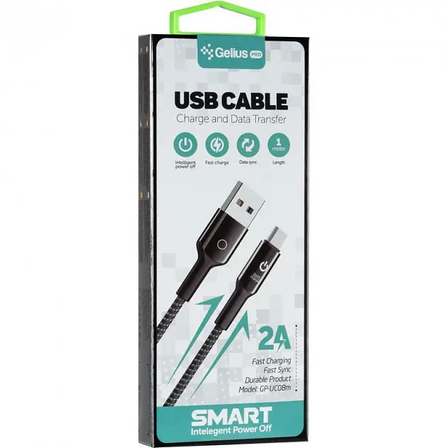 USB кабель Gelius Pro Smart GP-U08m MicroUSB Black (2A) - фото 2