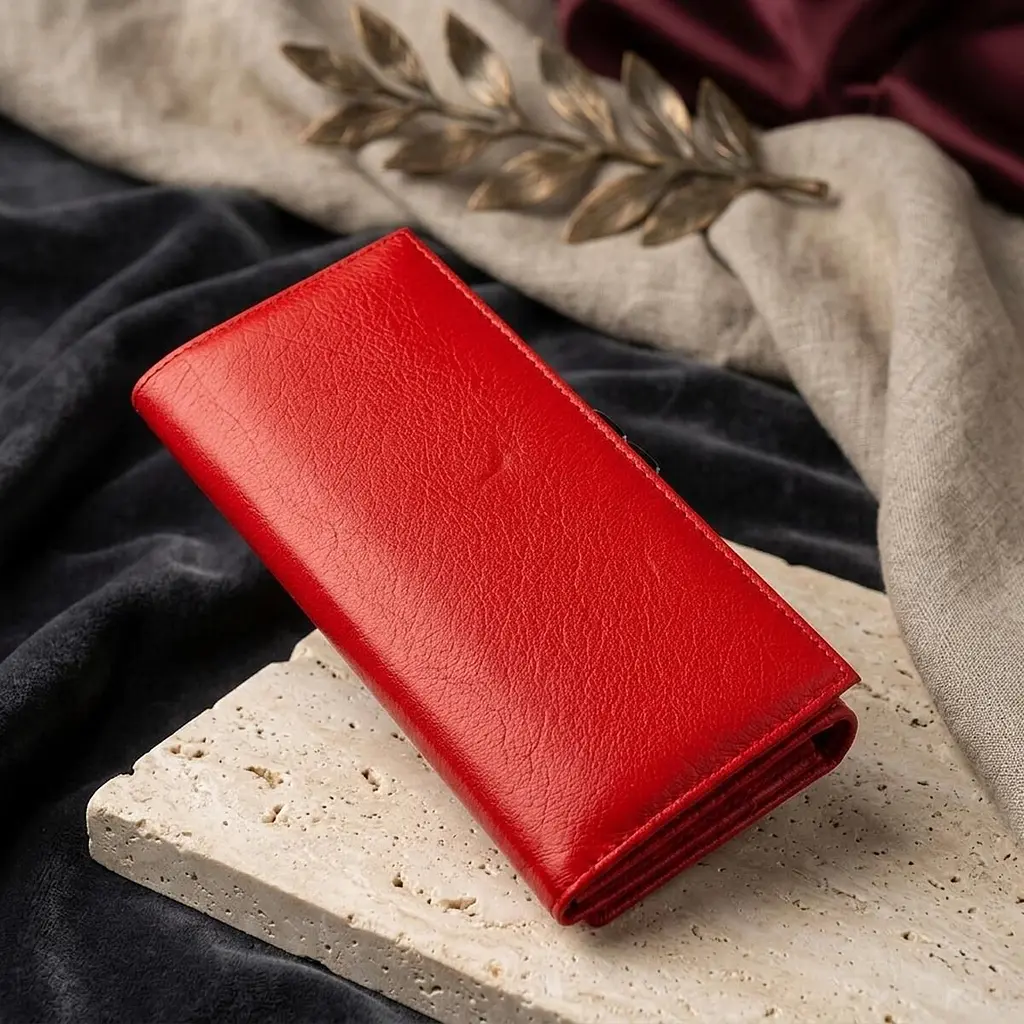 Жіночий гаманець із монетницею на клямці ST Leather 18957 червоний - фото 3