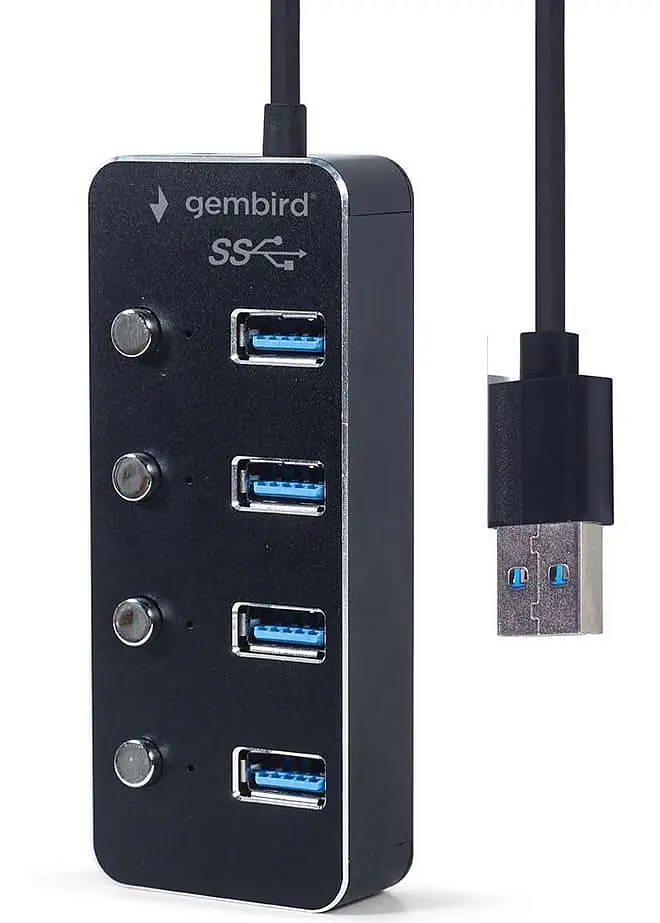 USB-Хаб Gembird UHB-U3P4P-01 на 4 порти USB 3.0 (UHB-U3P4P-01) - фото 2