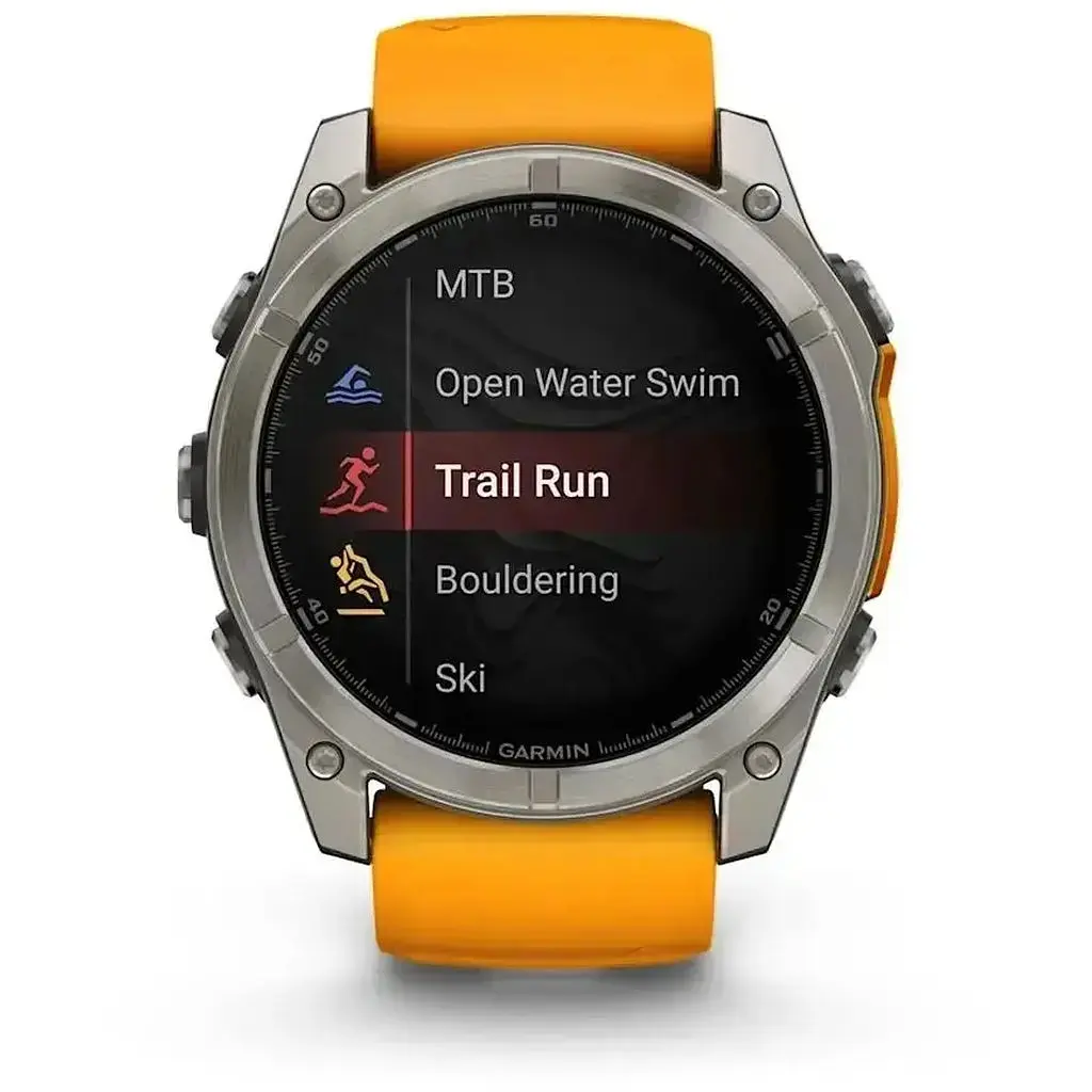 Смарт-годинник Garmin Fenix 8 51mm AMOLED Sapphire Graphite DLC Titanium with Spark Orange Silicone (010-02905-53) - фото 6