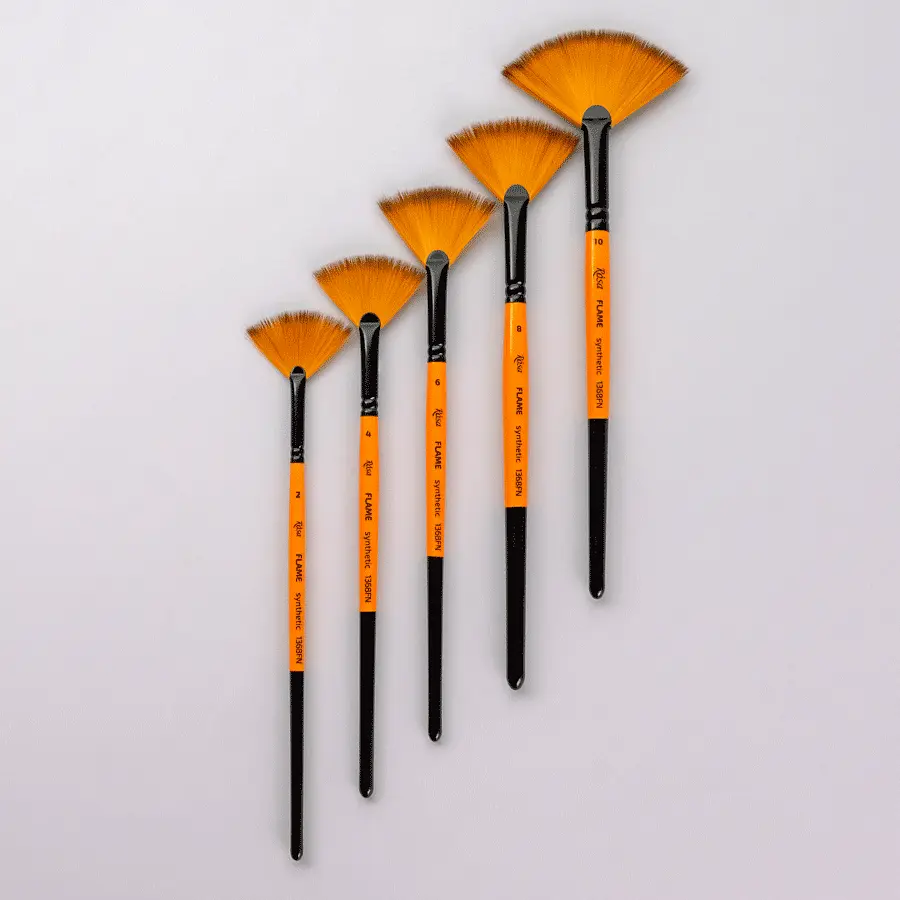 Пензель синтетика віялова FLAME 1368FN №2 коротка ручка Rosa - фото 4