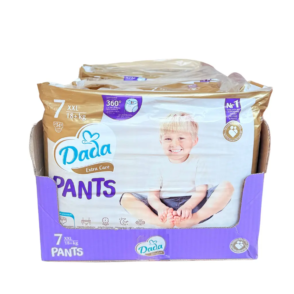 Підгузки-трусики Dada Extra Care Pants 7 XXL для дітей вагою від 18 кг кишенька Купка-Стоп у заводському ящику 102 шт (3 Pants7New)