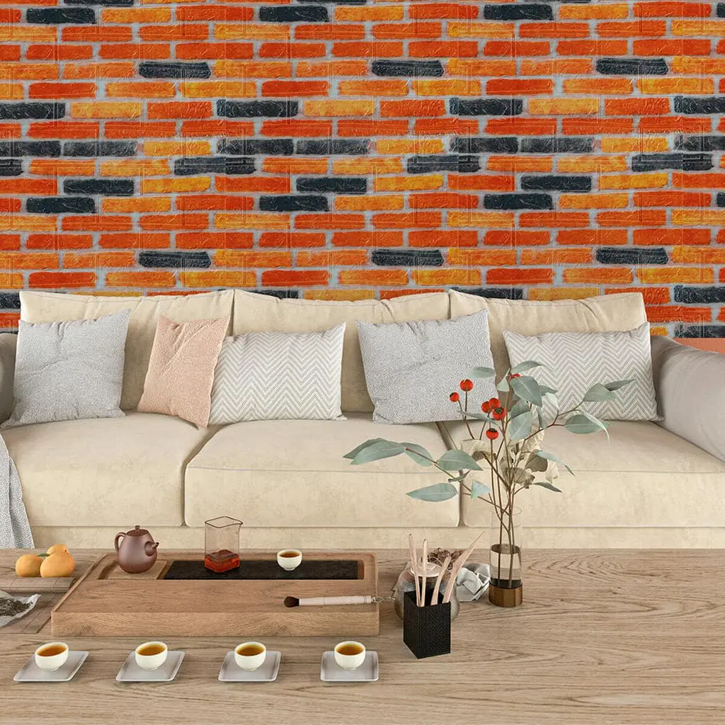 Самоклеющаяся 3D панель Sticker Wall под бежево-коричневый кирпич екатеринослав 3080х700х3мм SW-00002571- - фото 6