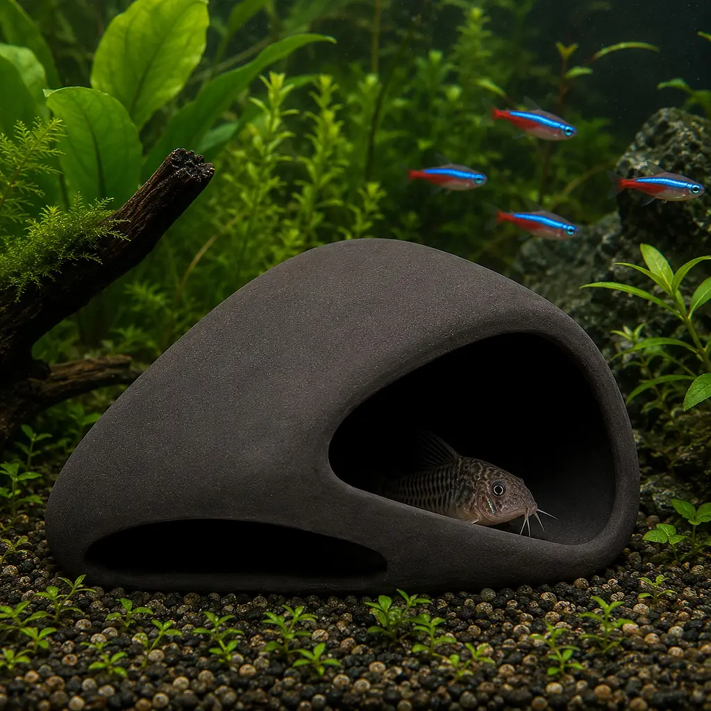 Декорація Hobby Wave Cave 2 dark 17x16x8,5 см - керамічне укриття для риб і креветок в акваріумі (41656) - фото 3