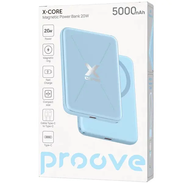 Універсальна мобільна батарея Proove X-Core 20W 5000mAh Небесно-блакитний (PNXC20010008) - фото 7